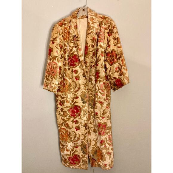 Vintage Velvet Floral Carpetbag Tapestry Coat Velvet 1960s ~ Unsized S/M - Picture 4 of 8